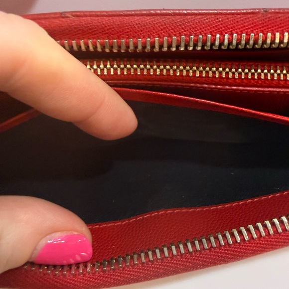 Yves Saint Laurent Red Caviar Leather Wallet - Picture 11 of 12